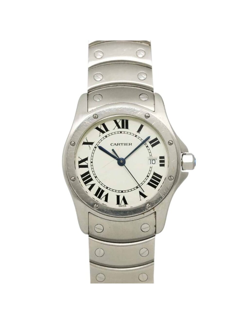 Cartier Santos Ronde MM Boys' Watch Date White Quartz Rond